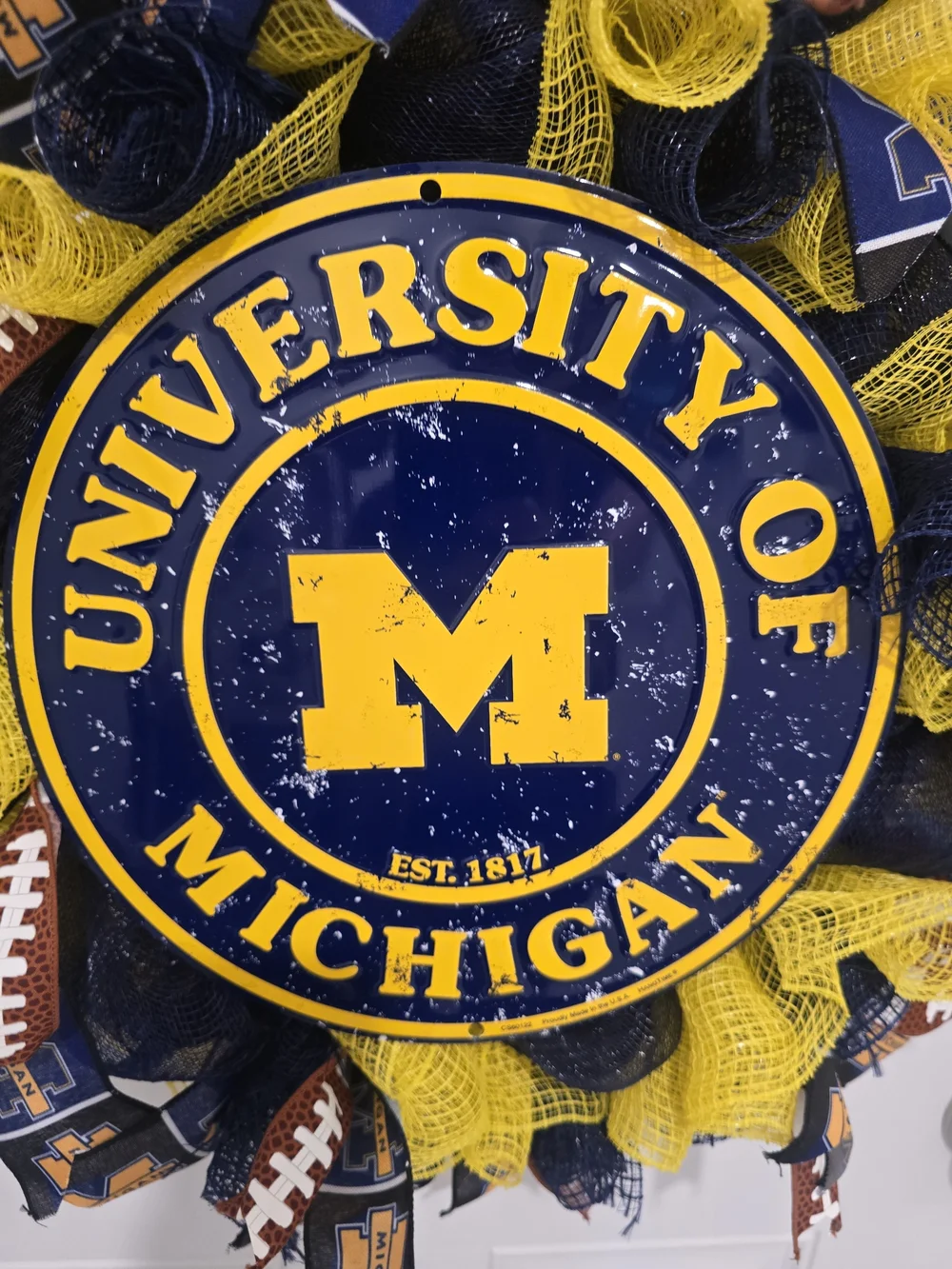University of Michigan Blue & Yellow Wreath Football